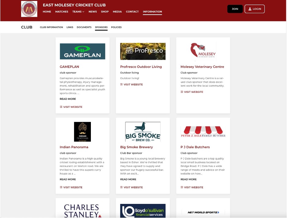 East Molesey sponsors page